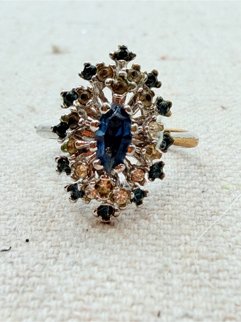 Blue Crystal Floral Cocktail Ring - Women's Jewelry